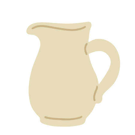 Beige pitcher hand drawn vector flat illustration isolated om white backgroundのイラスト素材