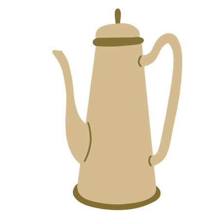 Beige coffee pot hand drawn vector illustration isolated on white backgroundのイラスト素材