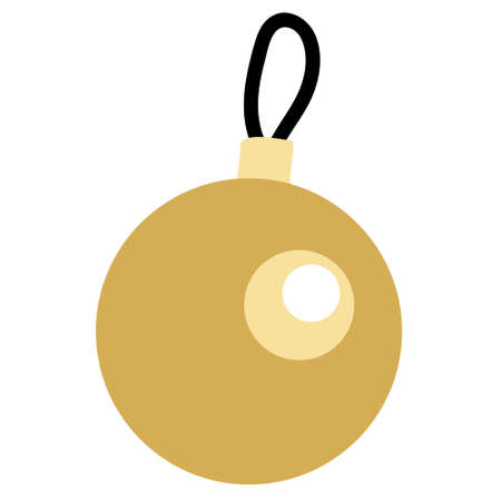 Christmas yellow ball bauble. Hand drawn vector illustration isolated on white. Great for xmas and New year greeting cards, posters.のイラスト素材