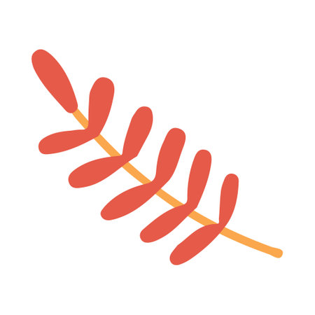 Red rowan leaf. Hand drawn flat vector illustration isolated on white background.のイラスト素材