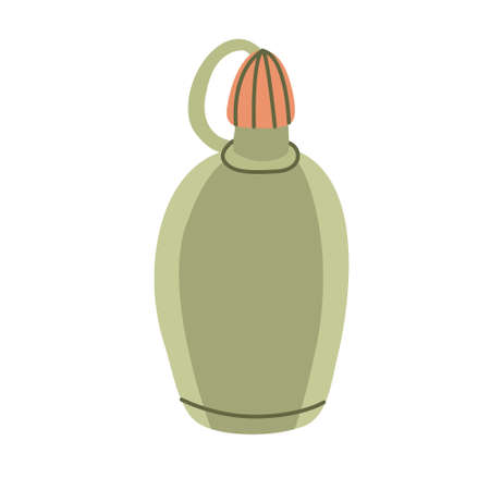 Hiking water flask. Hand drawn flat vector illustration. Camping equipment.のイラスト素材