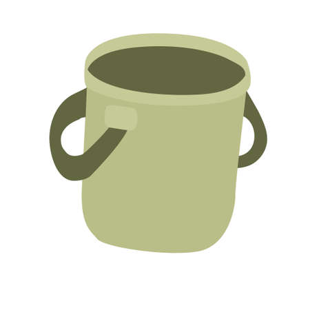 Camp folding bucket. Hand drawn flat vector illustration. Camping and tourism equipment.のイラスト素材