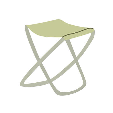 Folding camp stool. Hand drawn flat vector illustration. Camping and fishing equipment.のイラスト素材