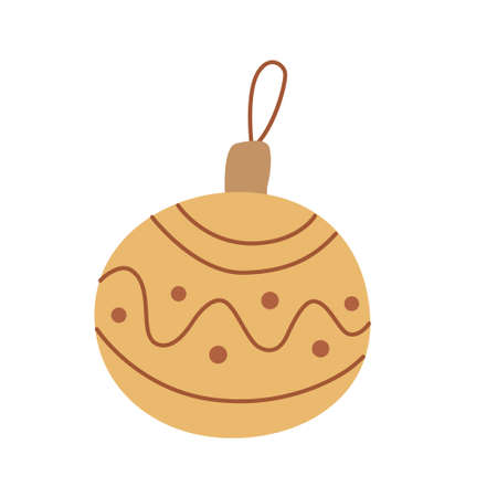 Christmas bauble. Vector hand drawn illustration isolated on white background. Great for greeting cards. Boho Earth tones.のイラスト素材