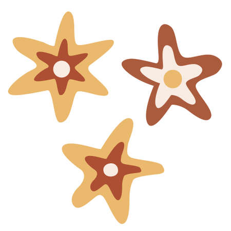Boho Christmas stars set. Vector hand drawn illustration isolated on white background. Great for greeting Christmas cards. Earth tones.のイラスト素材