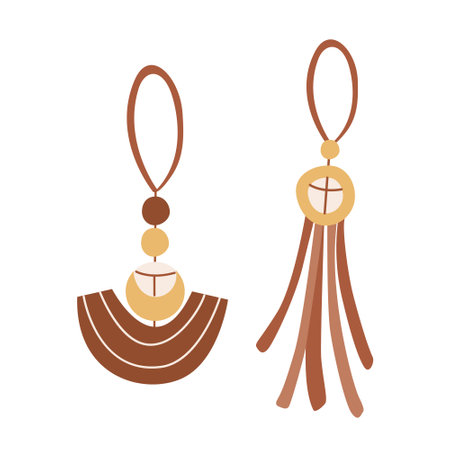 Christmas baubles. Vector hand drawn illustration isolated on white background. Great for greeting cards. Boho Earth tones.のイラスト素材