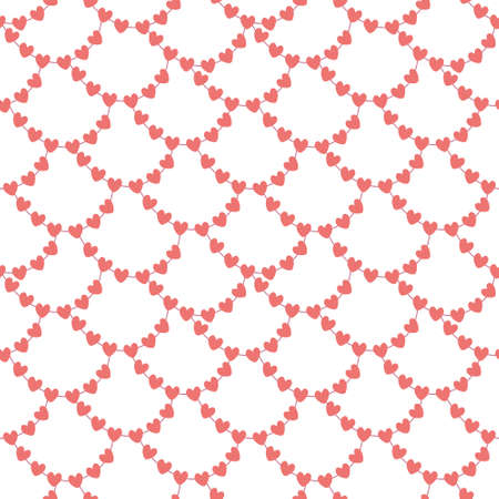 Vector seamless pattern with hearts garland on white. Great for fabrics, Valentine's day wrapping...