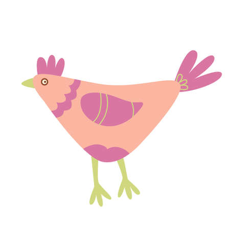 Easter funny decorative hen. Hand drawn flat vector illustration. Great greeting cards.のイラスト素材