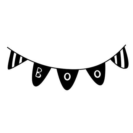 Halloween boo garland. Vector hand drawn illustrationのイラスト素材