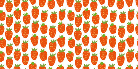 Vector seamless pattern with strawberries on white background. Great for linens, tablecloths, wallpapers, covers.のイラスト素材