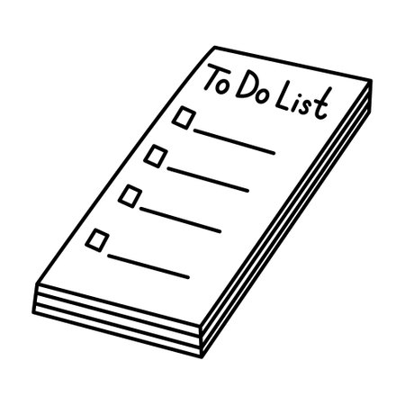 To do list paper notes block vector doodle hand drawn illustration black outline.のイラスト素材