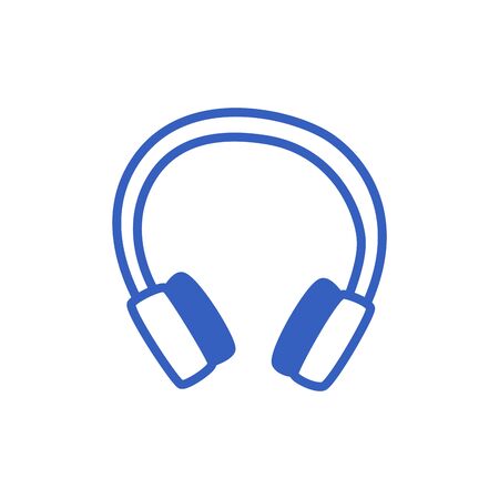 Headphones isolated on white in doodle style. Vector hand-drawn illustration.のイラスト素材