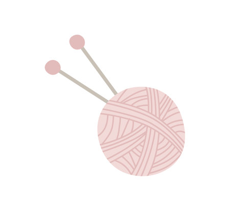 Ball of yarn and needles isolated on white background, the concept of hugge, comfort and comfort. Vector hand-drawn illustration.のイラスト素材