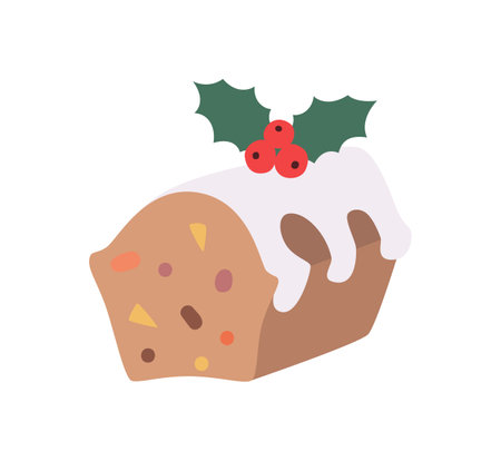 Christmas cake isolated on white. Vector, hand-drawn illustration for the design of Christmas or new year greeting cards.のイラスト素材