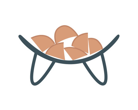 Firewood for the fireplace on a stand. Hand-drawn vector illustration in a modern style.のイラスト素材