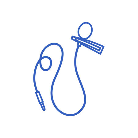 Lavalier microphone in a hand-drawn style. Vector outline icon isolated on a white backgroundのイラスト素材