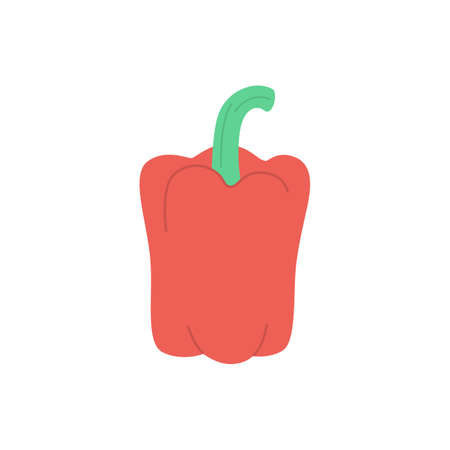 Red bell pepper or sweet capsicum flat vector icon for food apps and websites