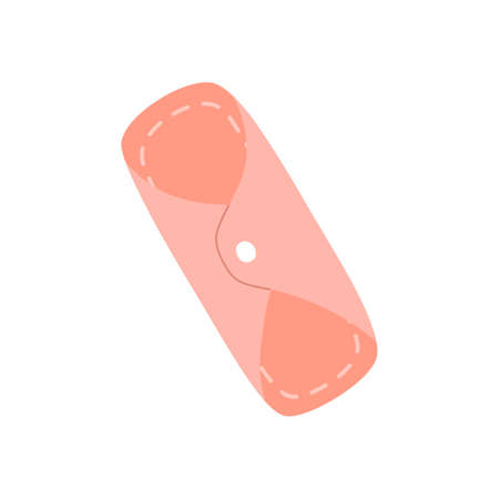 Cloth menstrual pad, the concept of ecology, zero waste, natural hygiene products. Modern vector illustration, hand drawn style.のイラスト素材