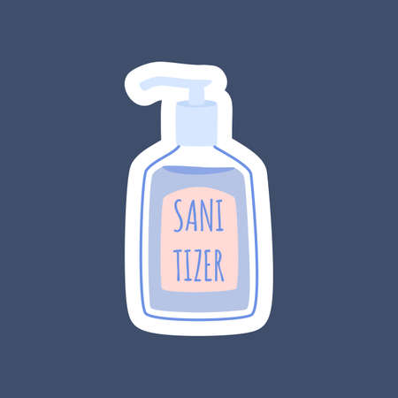 Bottle of hand sanitizer, sticker. Cute vector illustration.のイラスト素材