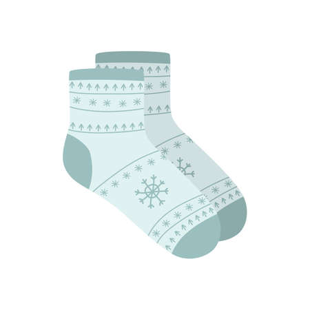 Pair of cute socks with a Scandinavian pattern isolated on white background.のイラスト素材
