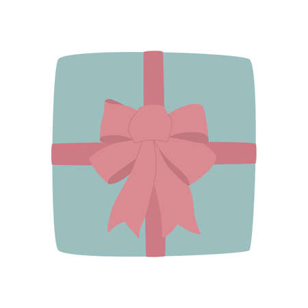 Gift box with a bow, top view.のイラスト素材