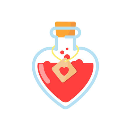 Love potion in a glass vessel, a flat icon.のイラスト素材