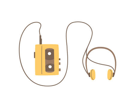 Vintage audio cassette player isolated on white background.のイラスト素材