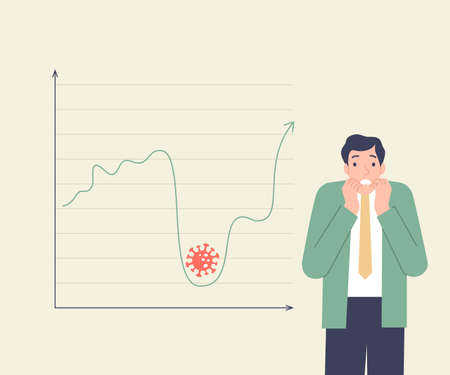 Man is in panic from the fluctuations of the financial market.のイラスト素材