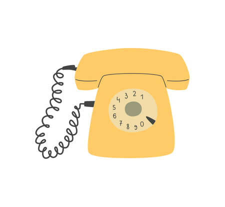 Retro dial phone in trendy style.のイラスト素材