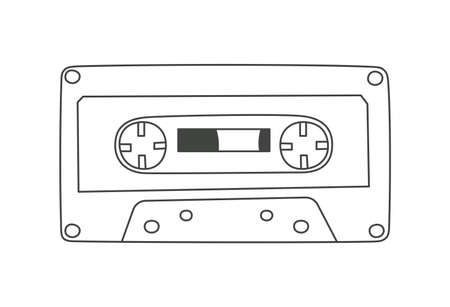 Retro audio cassette isolated on whiteのイラスト素材
