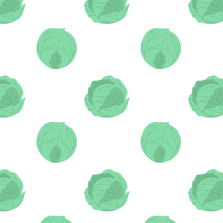 Seamless pattern of cabbage. Repeating background with green vegetablesのイラスト素材