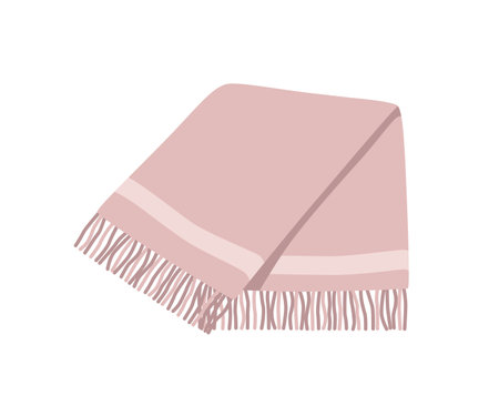 Plaid with fringe isolated on white, the concept of cozy home, relaxation.のイラスト素材