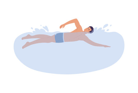 A man is swimming in a crawl, vector illustration.のイラスト素材