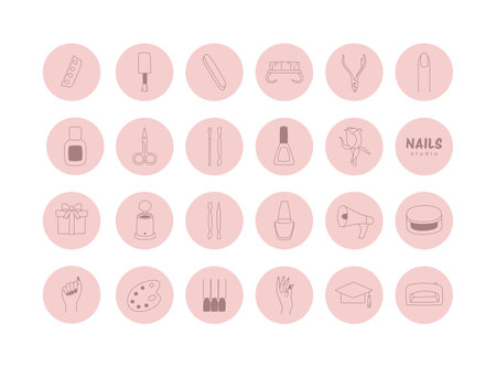A set of linear icons for manicure and pedicure.のイラスト素材