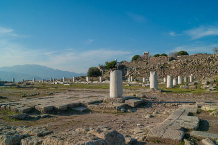 the ruins of the ancient Greek city of Pergamonの写真素材