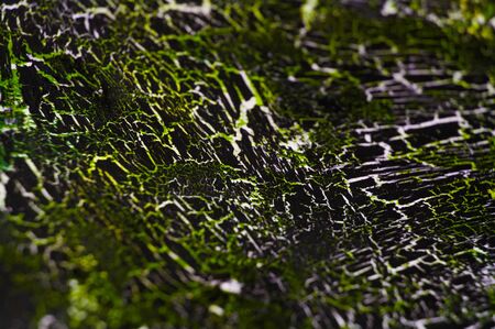 Craquelured black and green color paper texture close-upの写真素材