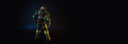 SAINT-PETERSBURG,  RUSSIA â”€ JULY 15, 2018: Doomguy the protagonist of Doom video game series...