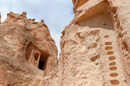 Goreme, Cappadocia, Turkey - 23 August 2019: Rock monastery in Zelve. Cappadocia Earth Pyramids. Tourism concept.のeditorial素材