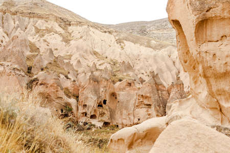 Goreme, Cappadocia, Turkey - 23 August 2019: Rock monastery in Zelve. Cappadocia Earth Pyramids. Tourism concept.のeditorial素材