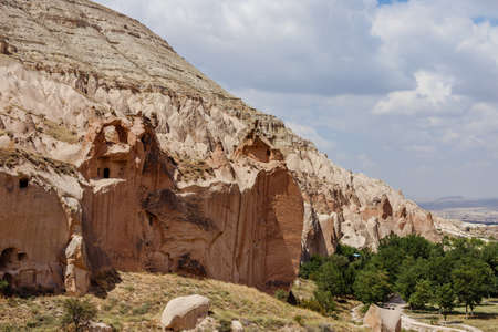 Goreme, Cappadocia, Turkey - 23 August 2019: Rock monastery in Zelve. Zelve open air museum. Cappadocia Earth Pyramids. Tourism concept.のeditorial素材