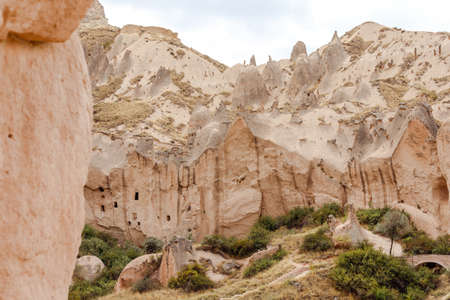 Goreme, Cappadocia, Turkey - 23 August 2019: Rock monastery in Zelve. Zelve open air museum. Cappadocia Earth Pyramids. Tourism concept.のeditorial素材