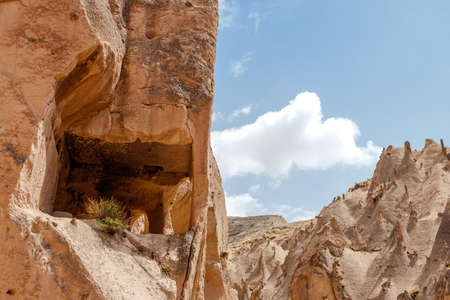 Goreme, Cappadocia, Turkey - 23 August 2019: Rock monastery in Zelve. Zelve open air museum. Cappadocia Earth Pyramids. Tourism concept.のeditorial素材
