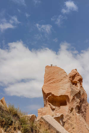 Goreme, Cappadocia, Turkey - 23 August 2019: Rock monastery in Zelve. Cappadocia Earth Pyramids. Tourism concept.のeditorial素材