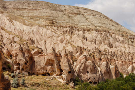 Goreme, Cappadocia, Turkey - 23 August 2019: Rock monastery in Zelve. Cappadocia Earth Pyramids. Tourism concept.のeditorial素材