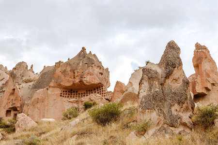 Goreme, Cappadocia, Turkey - 23 August 2019: Rock monastery in Zelve. Cappadocia Earth Pyramids. Tourism concept.のeditorial素材