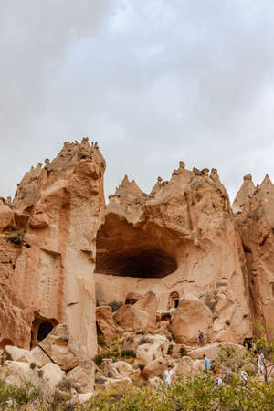 Goreme, Cappadocia, Turkey - 23 August 2019: Rock monastery in Zelve. Cappadocia Earth Pyramids. Tourism concept.のeditorial素材