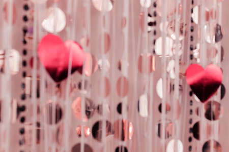 Defocused blurred background with heart shaped bokehの写真素材