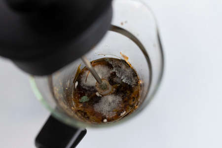 Mold in tea pot. Close-up, shallow depth of fieldの写真素材