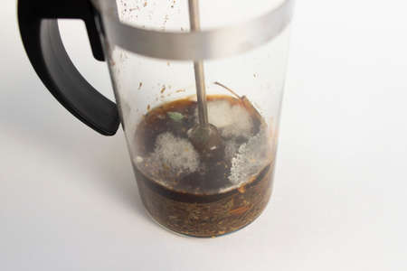 Mold in tea pot. Close-up, shallow depth of fieldの写真素材