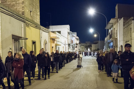 AVETRANA, ITALY - APRIL 19, 2019 - Holy Week Rites - Dead Jesus - Procession of Mysteries in Puglia,...